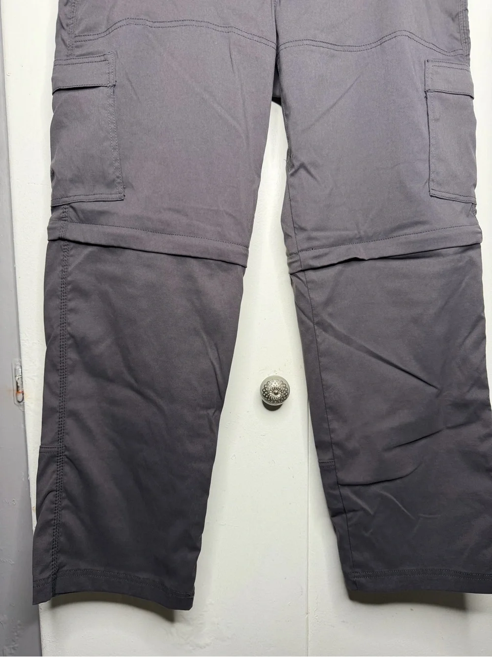 Prana Pants Mens 34x30 Gray Stretch Zion Belted Cargo Lightweight Nylon Hike